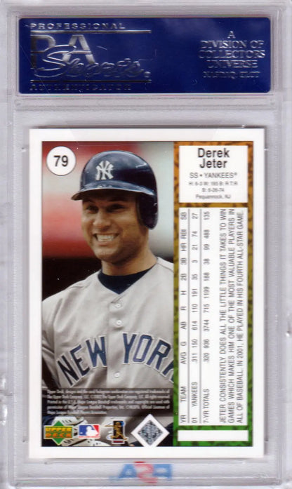 Derek Jeter 2002 Upper Deck Authentics trading card in protective case from Columbia Hobby