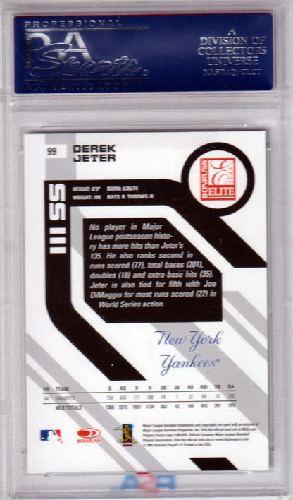 Derek Jeter 2005 Donruss Elite #99 PSA 10 GEM MINT in display case for Columbia Hobby