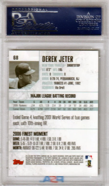 Derek Jeter 2007 Finest Trading Card with MLB Batting Statistics for Columbia Hobby