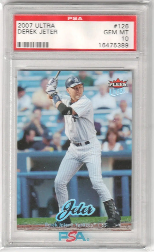 PSA-graded 2007 Ultra baseball card of New York Yankees Derek Jeter, perfect for single cards