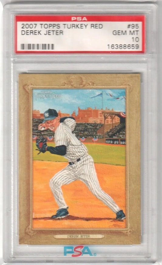 PSA-graded Derek Jeter 2007 Topps Turkey Red baseball card in Yankees pinstripes