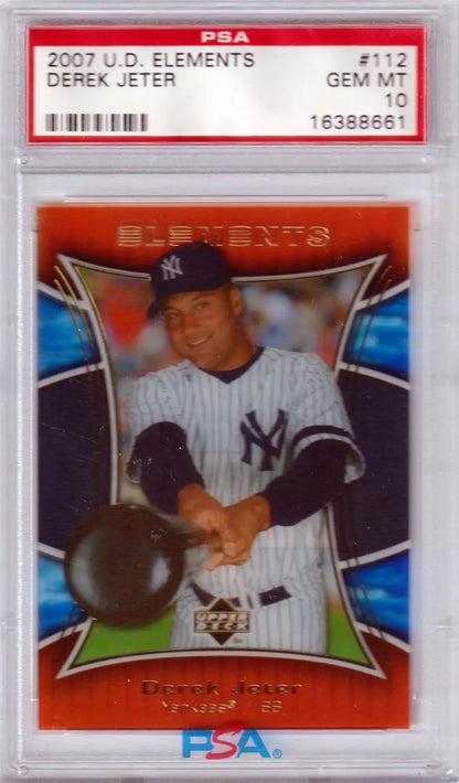 PSA 10 GEM MINT DEREK JETER 2007 Upper Deck Elements baseball card Yankees pinstripes