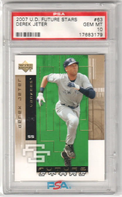 PSA graded Derek Jeter 2007 Upper Deck Future Stars card in Yankees white uniform