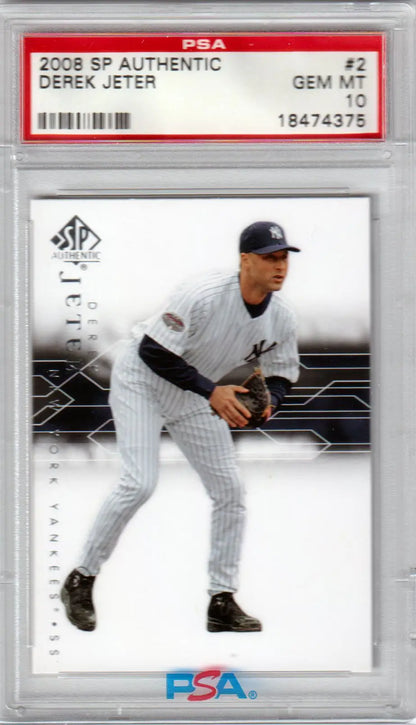 PSA-graded Derek Jeter trading card in Yankees pinstripe uniform from Columbia Hobby