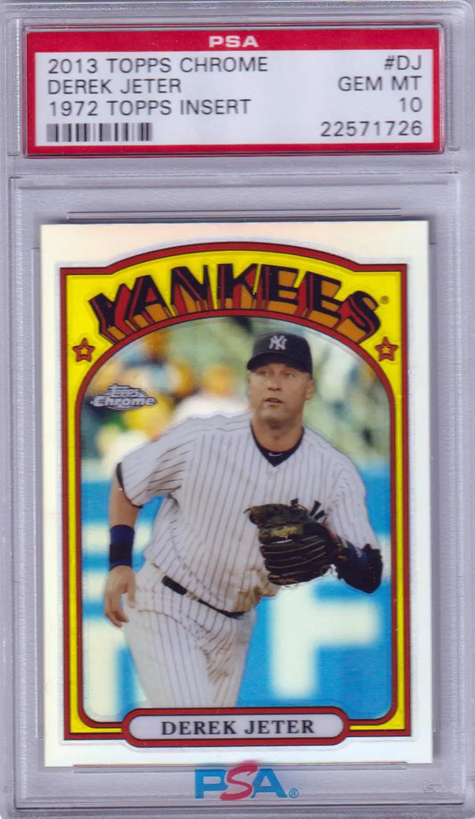 PSA-graded 2013 Topps Chrome Yankees card in protective case showcasing Topps insert design