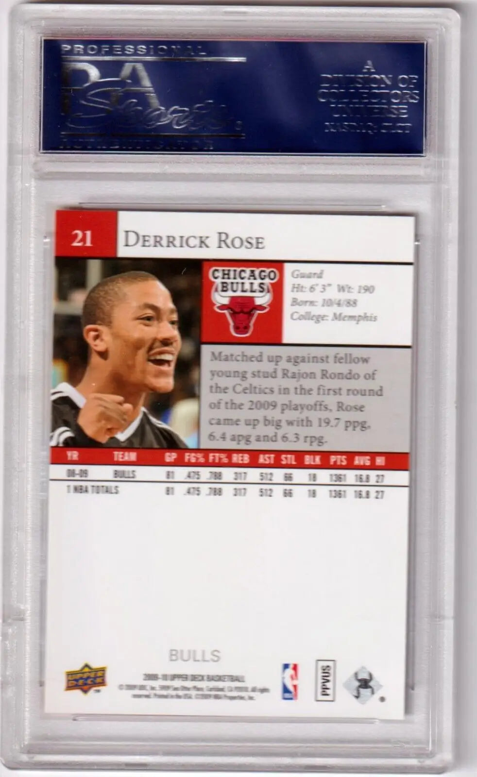 DERRICK ROSE 2009-10 Upper Deck card in case, perfect for single cards collectors with free shipping