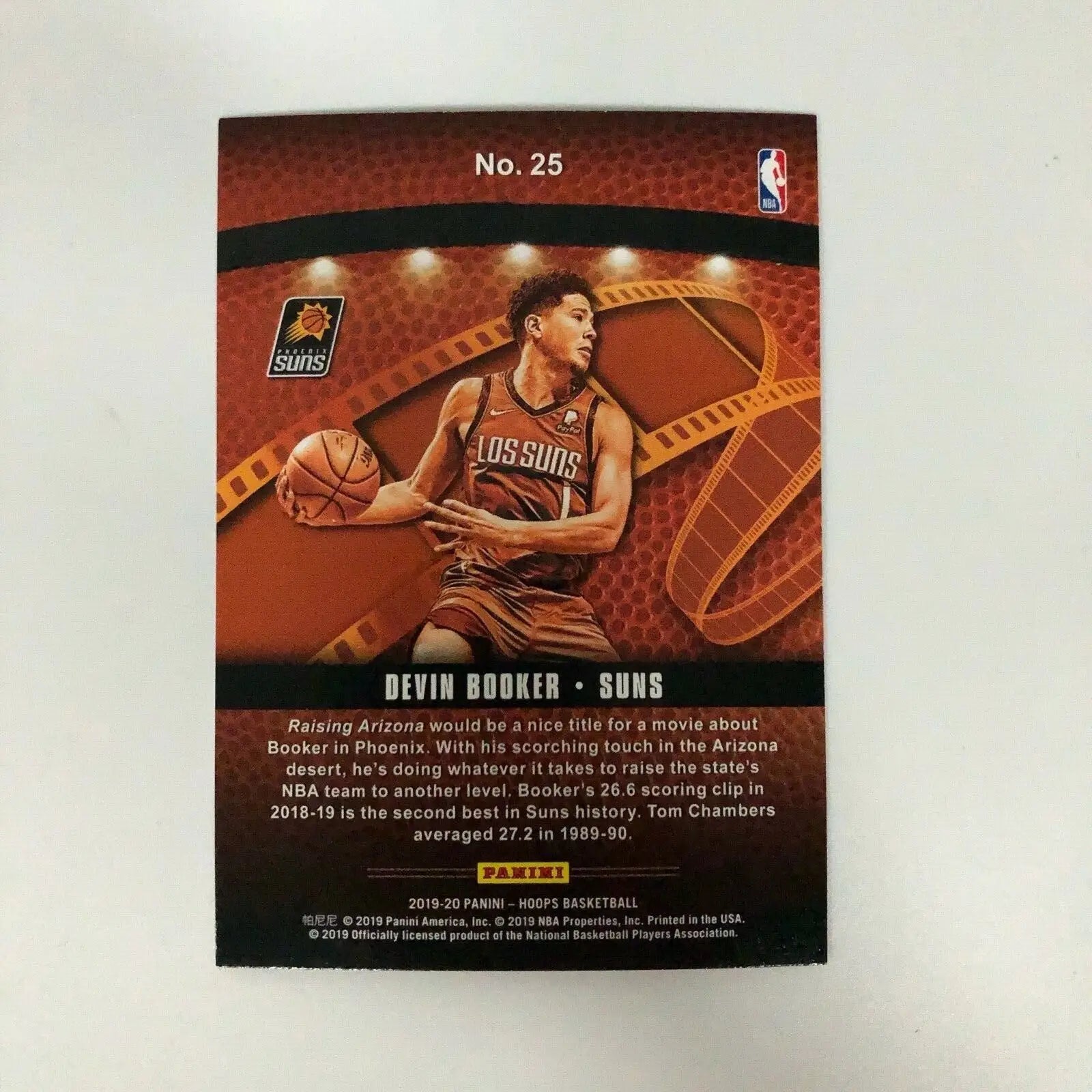 Devin Booker 2019–20 Hoops #25 Insert Phoenix Suns NBA basketball card display