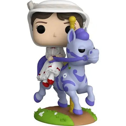 Mary Poppins Funko riding a purple horse on a grassy base in Disney 100 collection