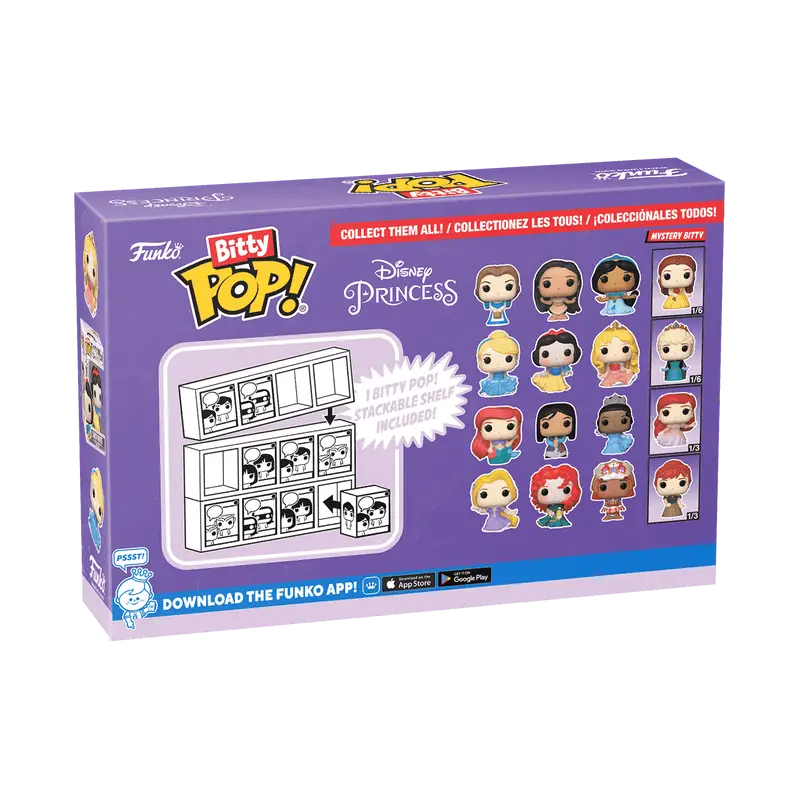 Purple Disney Princess Bitty Pop board game box featuring collectible character icons