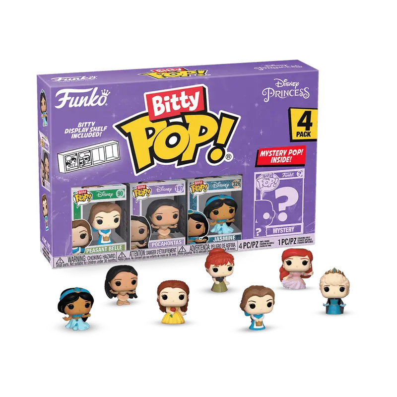 Funko Bitty Pop Disney Princess 4-pack collectible set featuring mini princess figures