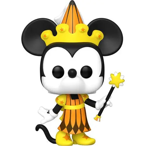 Mickey Mouse figure in royal outfit, crown, and wand from Minnie Mouse Funko Pop collection