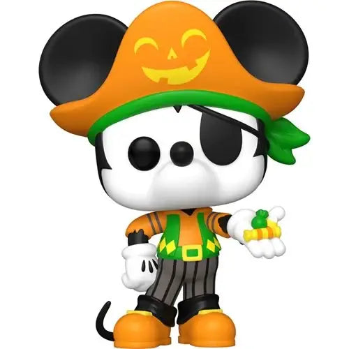 Pirate Mickey Mouse Funko Pop in pumpkin hat and green bandana for Halloween 2024