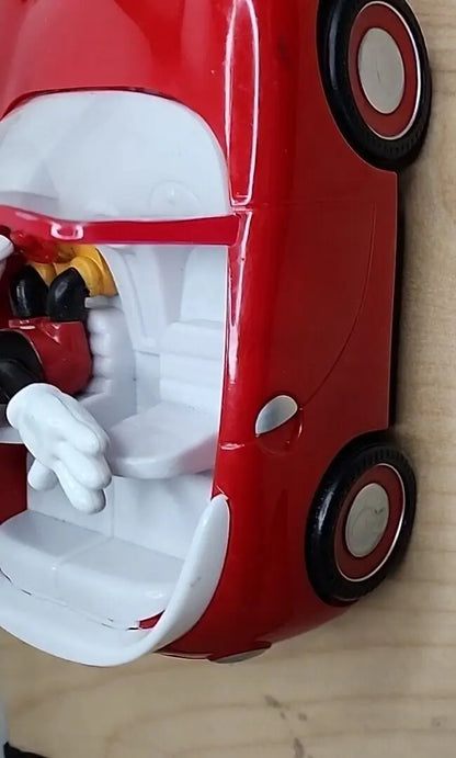 Red toy car with white interior from Mickey Mouse Clubhouse Roadster RC Car collection