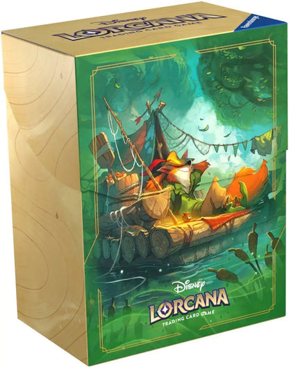 Disney Lorcana Deck Box featuring Robin Hood and fantasy characters on a boat