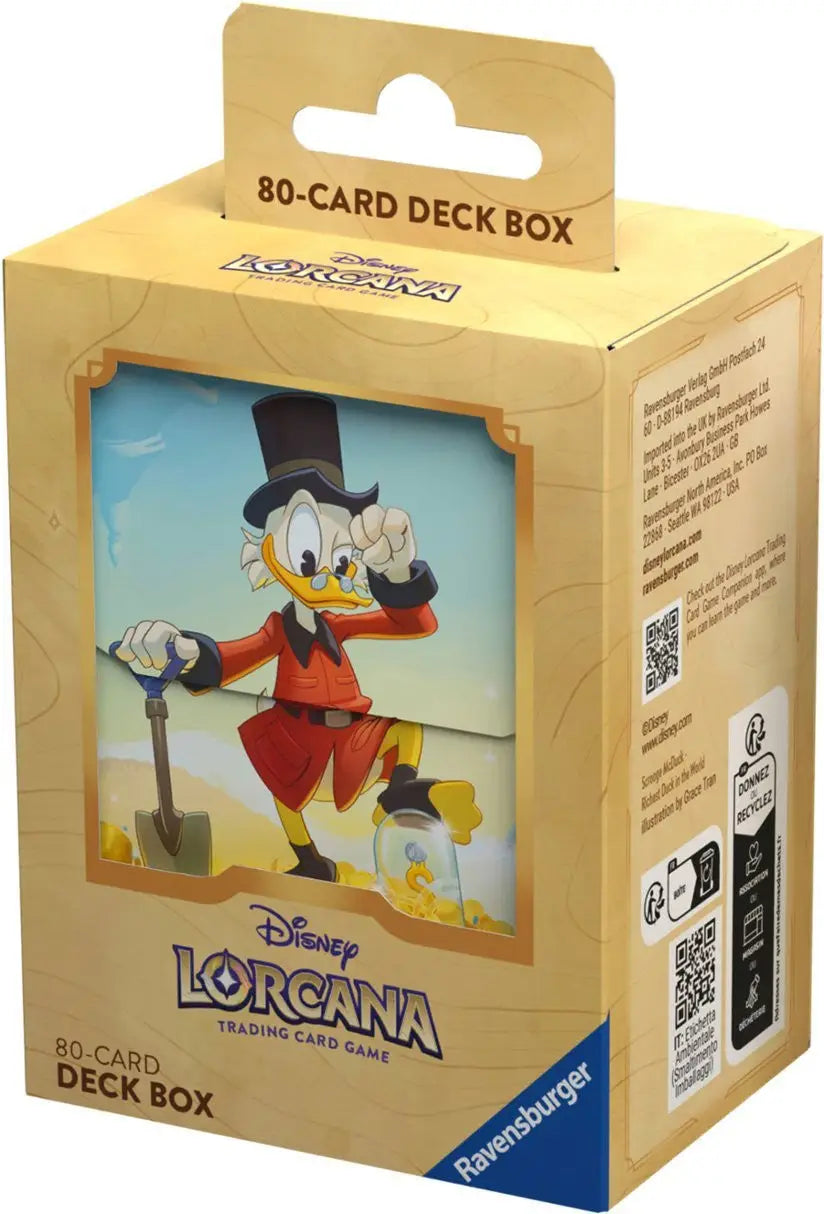 Disney Lorcana deck box featuring Scrooge McDuck cartoon character design