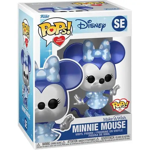 Minnie Mouse Metallic figure in silver and blue from Make-A-Wish by Funko Pop!