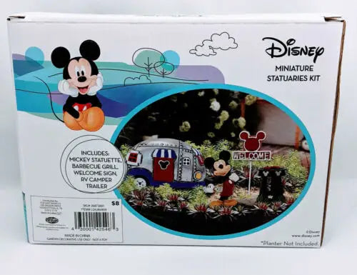 Disney Miniature Statuaries Mickey Mouse RV Camper Trailer Fairy Garden ID 34191 display