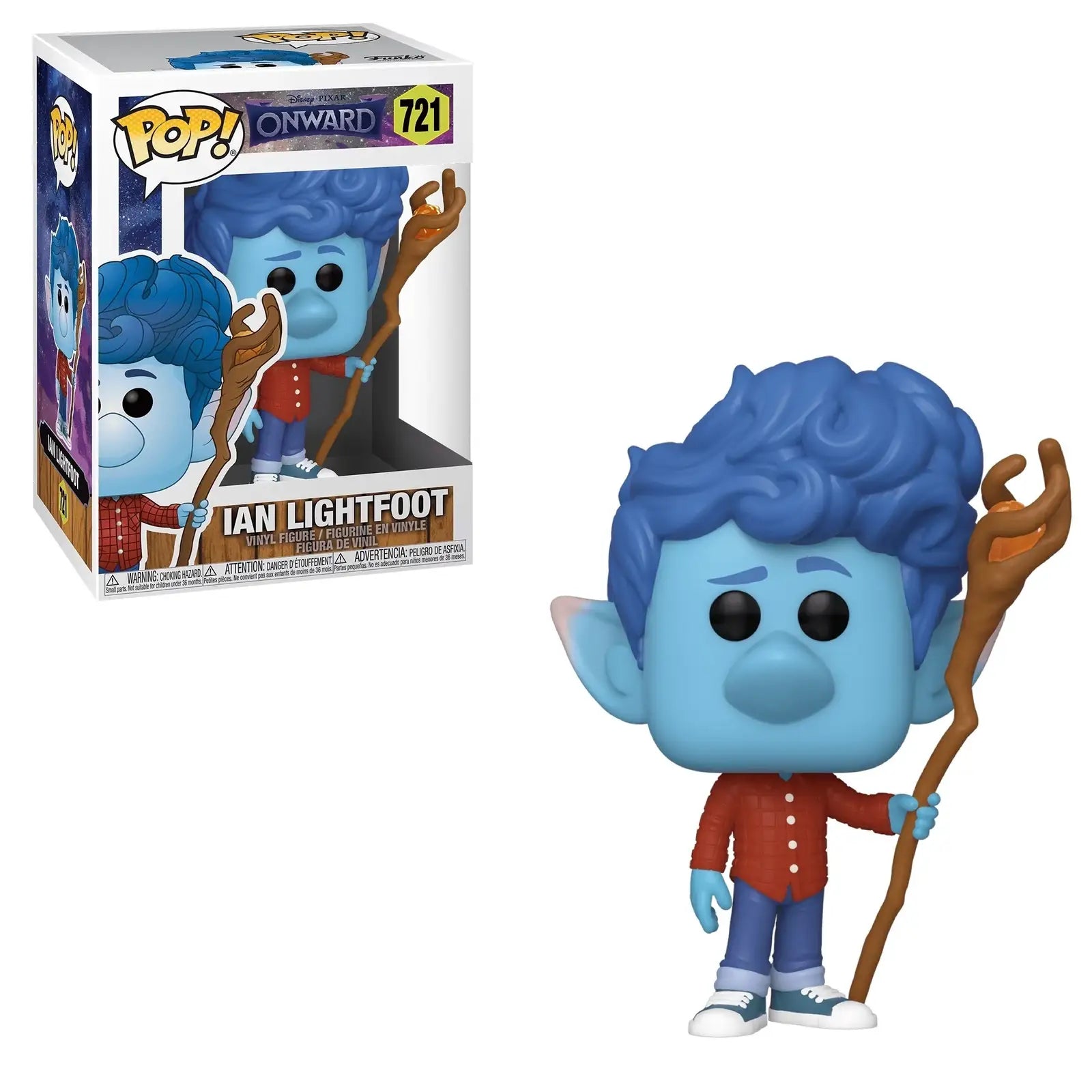 Funko Pop Ian Lightfoot vinyl figure from Disney-Pixar Onward holding a wooden staff