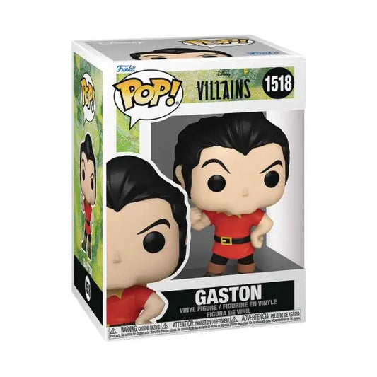 Funko Pop Disney Villains Gaston #1518 figure in red, perfect for trading cards collectors