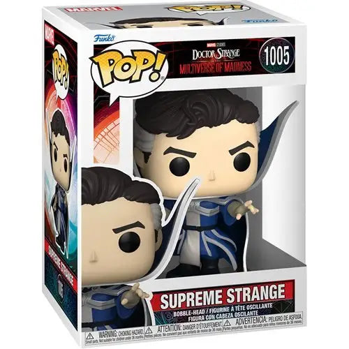 Funko Pop of Doctor Strange in the Multiverse of Madness Supreme Strange in blue robes