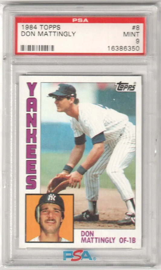 Don Mattingly 1984 Topps RC Rookie #8 PSA 9 MINT Yankees baseball card from Columbia Hobby