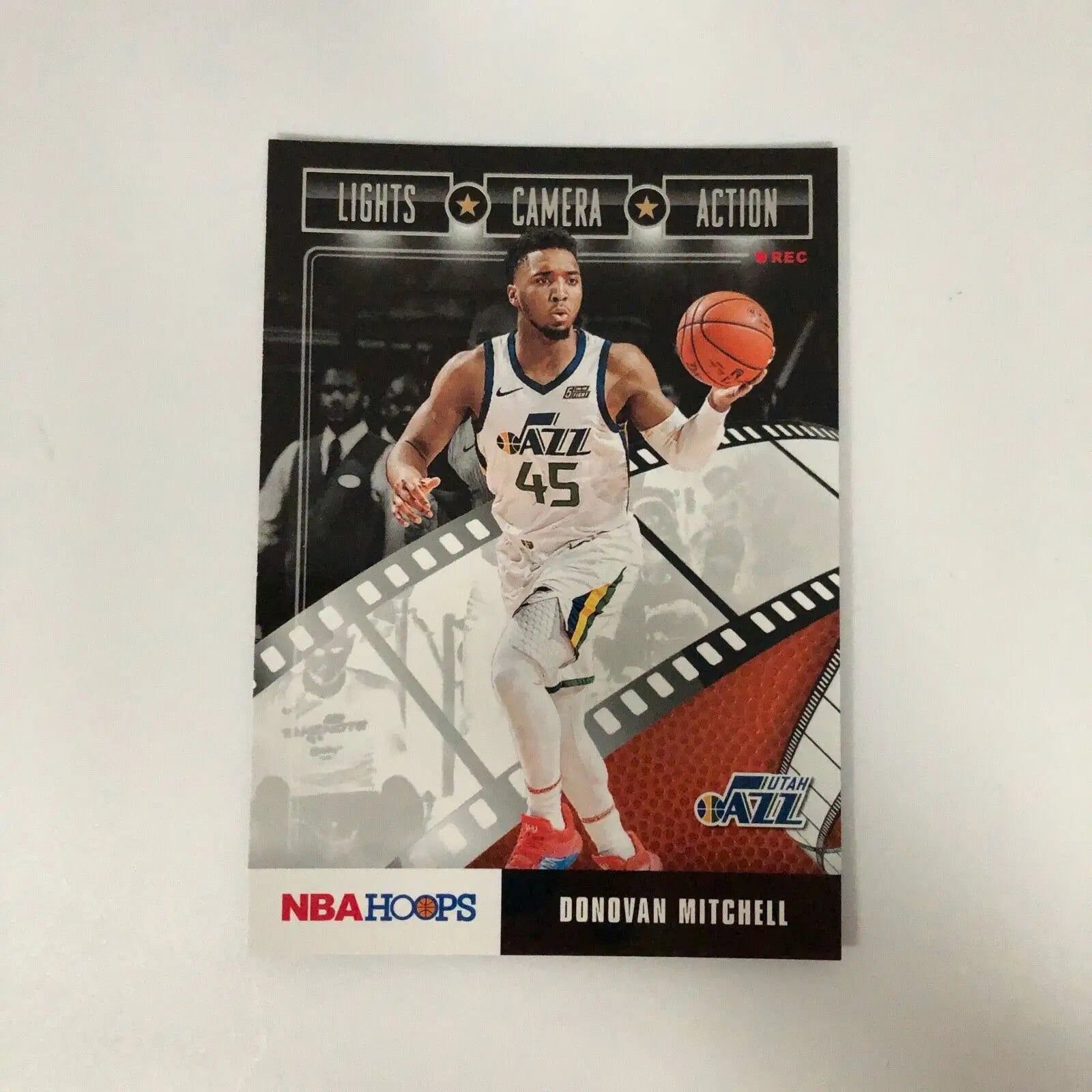 Donovan Mitchell 2019-20 Hoops Lights Camera Action Insert Utah Jazz NBA Basketball Card