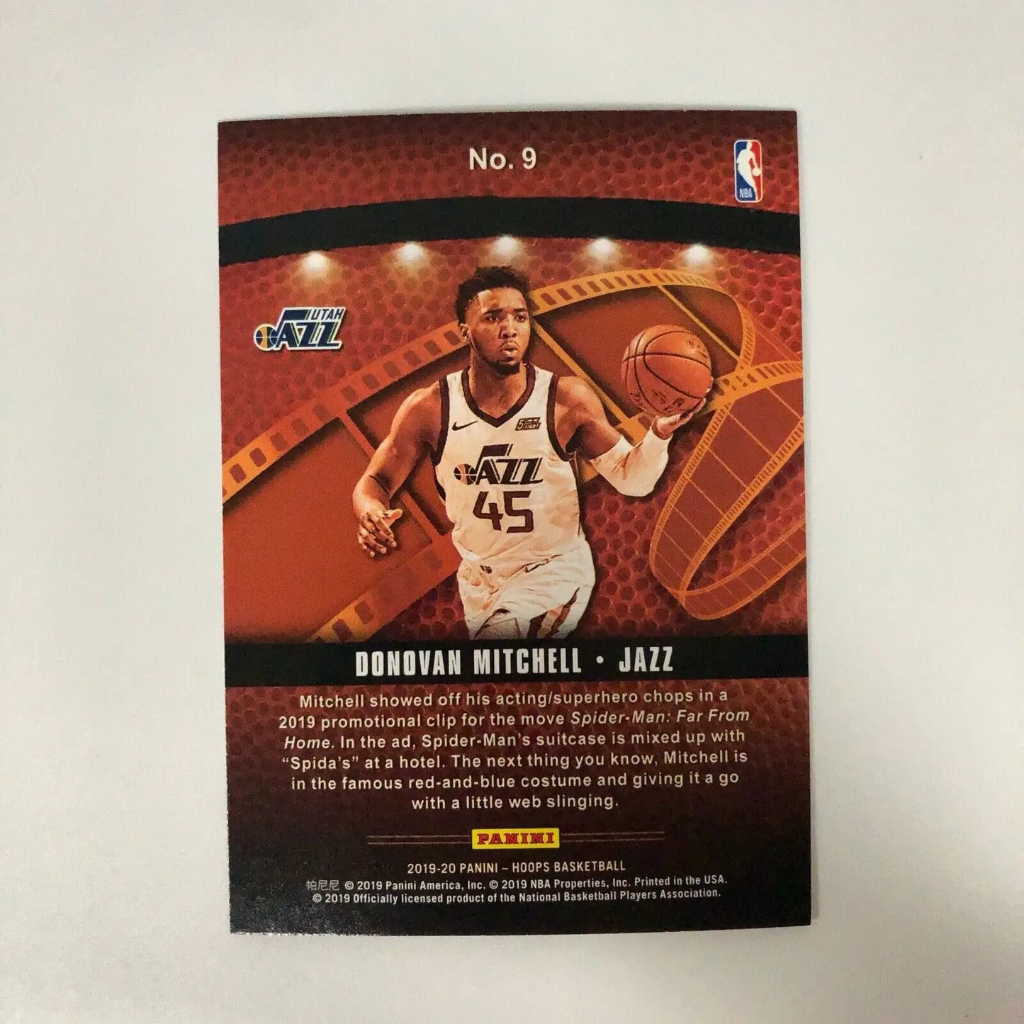 Donovan Mitchell 2019-20 Hoops Lights Camera Action Insert Utah Jazz NBA card