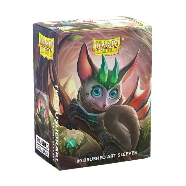 Dragon Shield Brushed Art Sleeves box featuring a fantasy cat-like creature with spikes