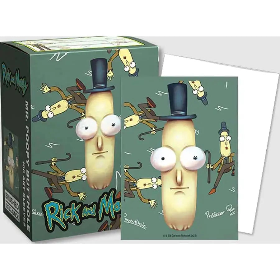 Rick and Morty art sleeves featuring Mr. Poopybutthole for trading cards