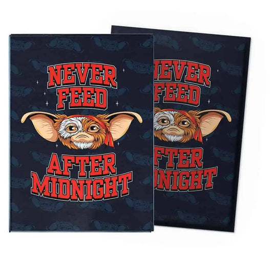 Movie-themed tea towels featuring Gizmo and Never Feed After Midnight on Dragon Shield brushed art sleeves