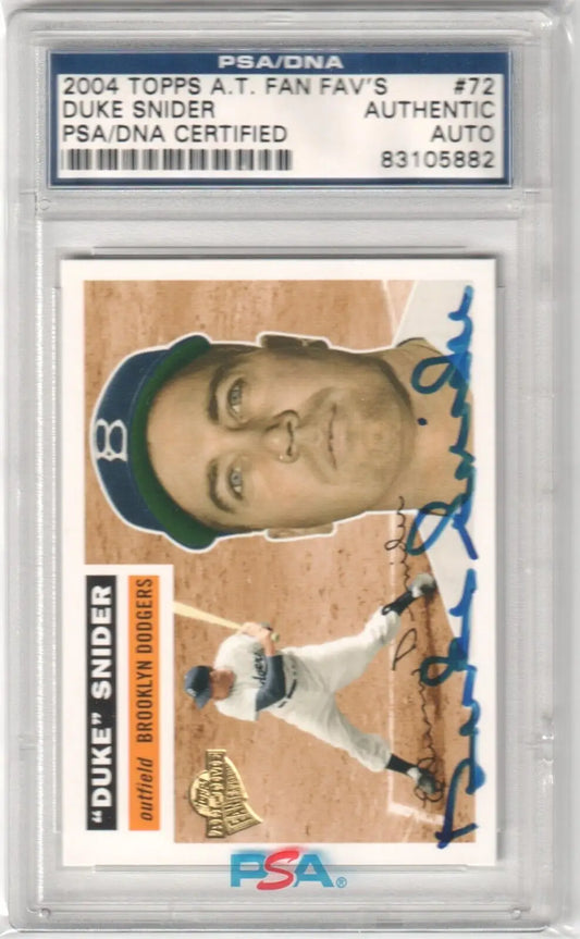 PSA-graded 2004 Topps Fan Favorites Duke Snider single card in protective case from Columbia Hobby