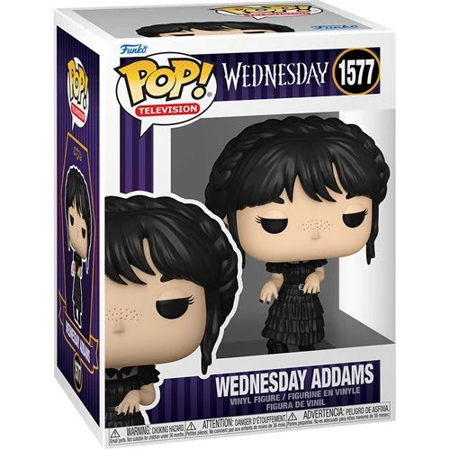 Funko Pop of Dance Wednesday Addams in a black dress, character from the TV show Wednesday