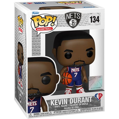 Funko Pop NBA Nets Kevin Durant figurine in navy uniform holding a basketball