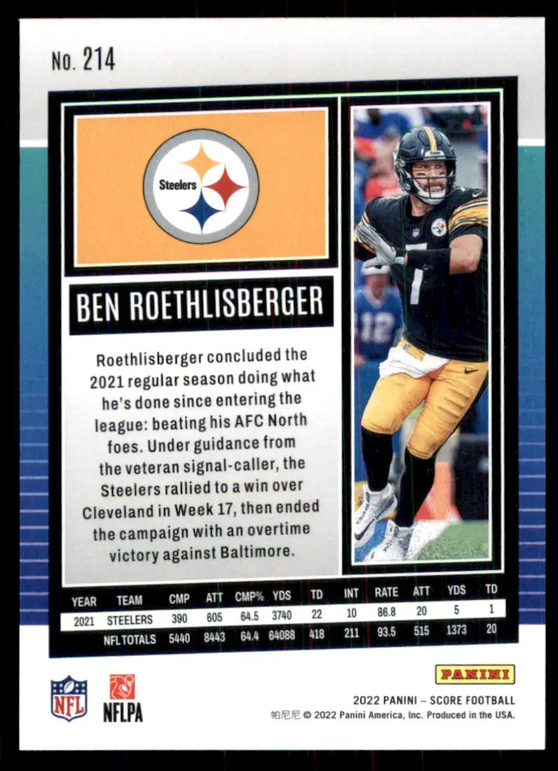 2022 Score Ben Roethlisberger Pittsburgh Steelers #214