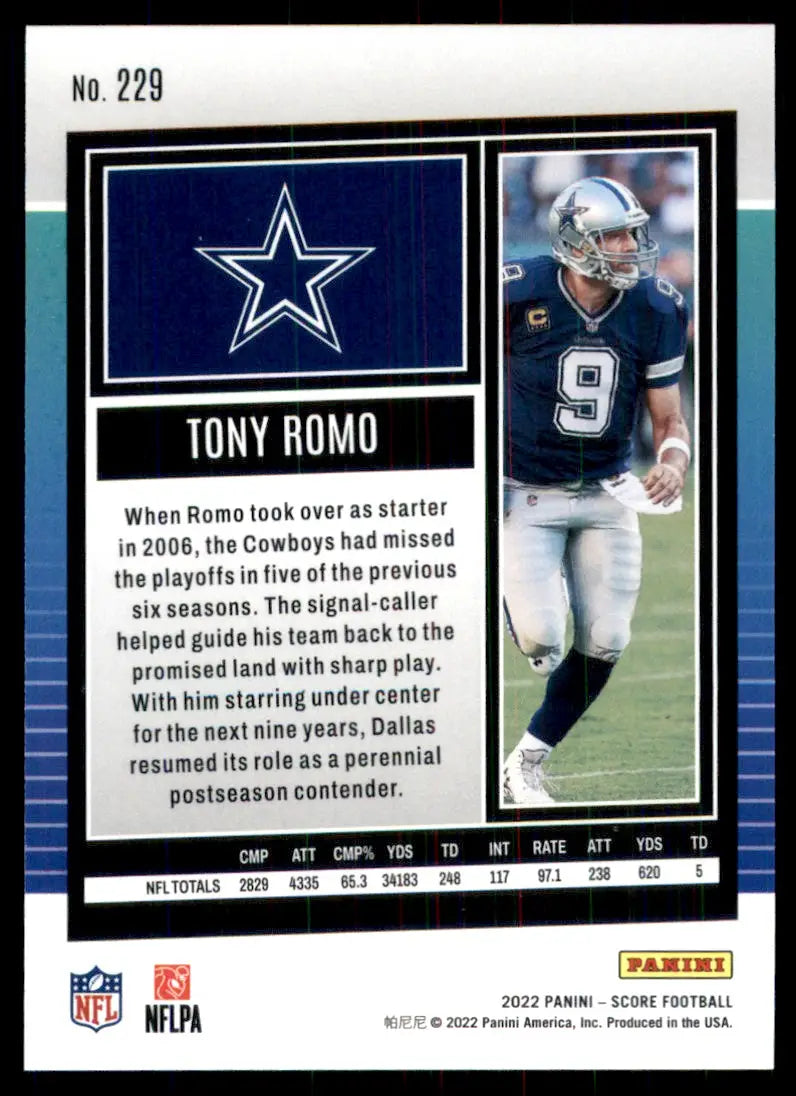 2022 Score Tony Romo Dallas Cowboys #229