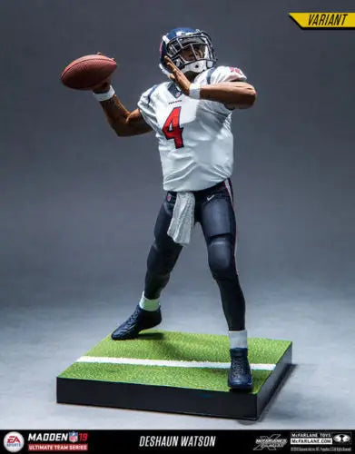 Deshaun Watson figurine in throwing pose on grass base for Madden NFL Ultimate Team