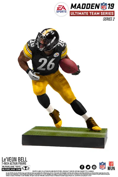 Figurine of Le’Veon Bell Pittsburgh Steelers player in running pose for Madden NFL Ultimate Team