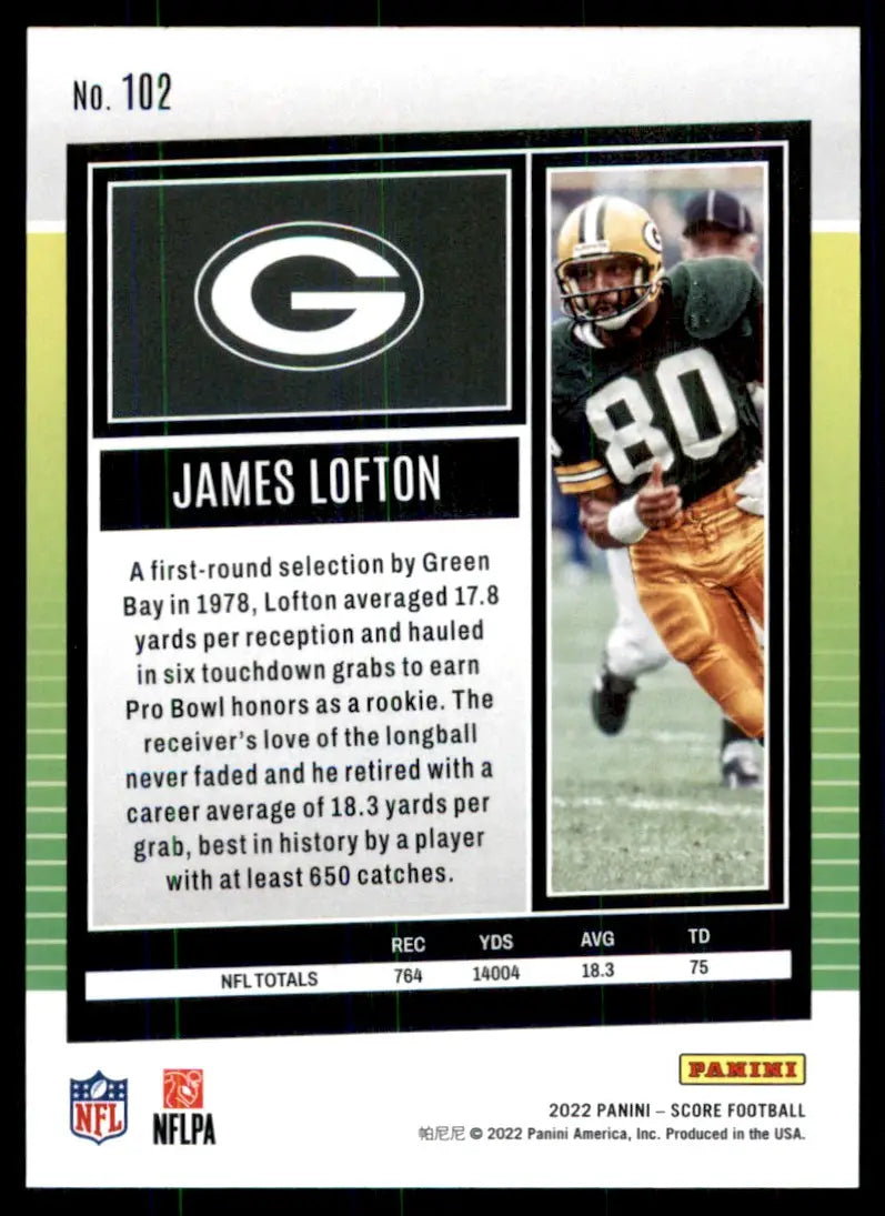 2022 Score James Lofton Green Bay Packers #102