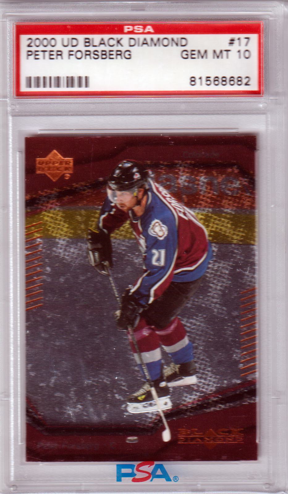 PSA 10 Gem Mint Peter Forsberg Upper Deck Black Diamond card from Columbia Hobby