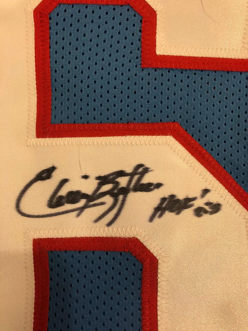 Autographed Houston Oilers Jersey featuring Elvin Bethea’s signature on the fabric