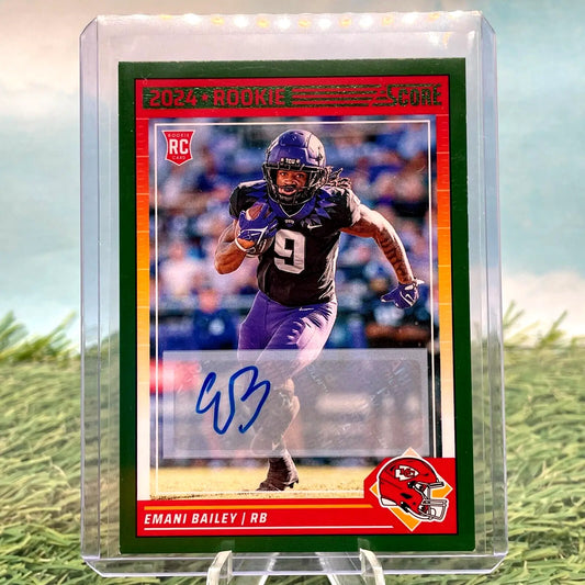 Emani Bailey signed rookie football card from 2024 Score Rookie Signatures collection