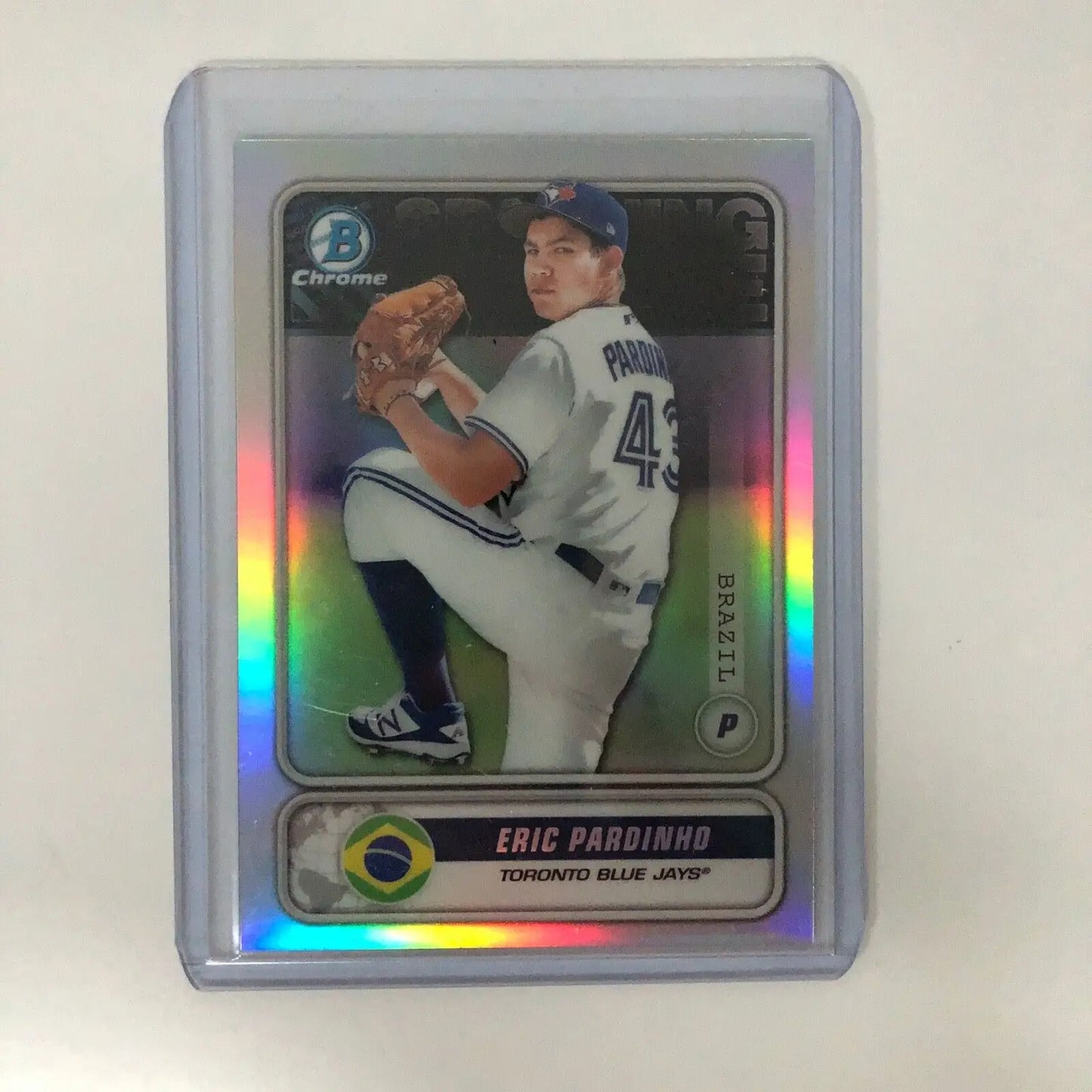 Eric Pardinho 2020 Bowman Chrome Insert featuring Toronto Blue Jays MLB logo