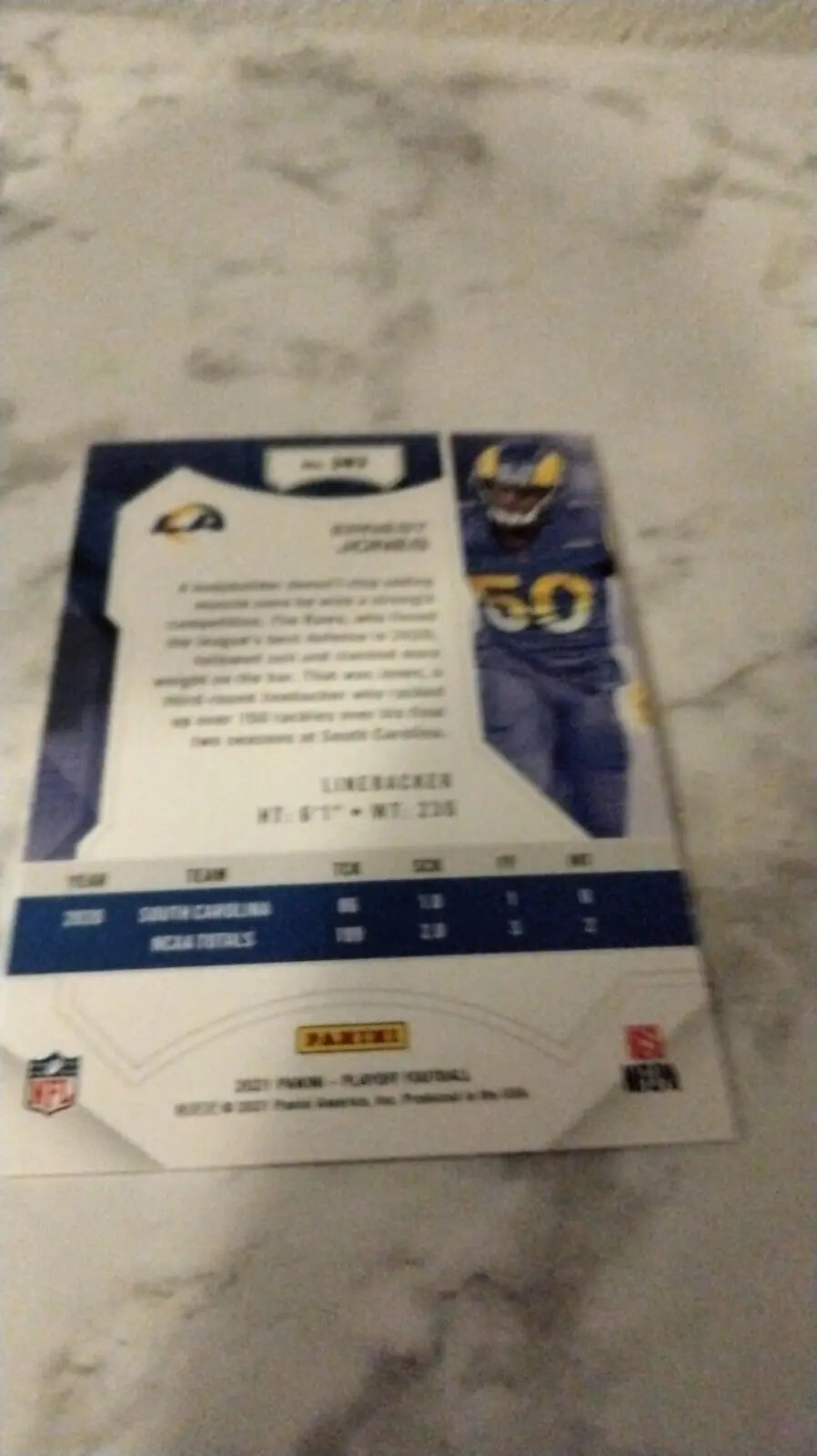 Ernest Jones No.283 LA Rams Panini NFL Rookie trading card for collectors