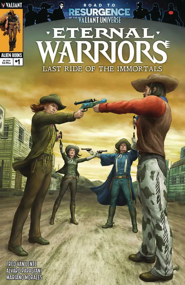 Comic book cover B Alessio for Eternal Warriors: Last Ride of the Immortals with standoff