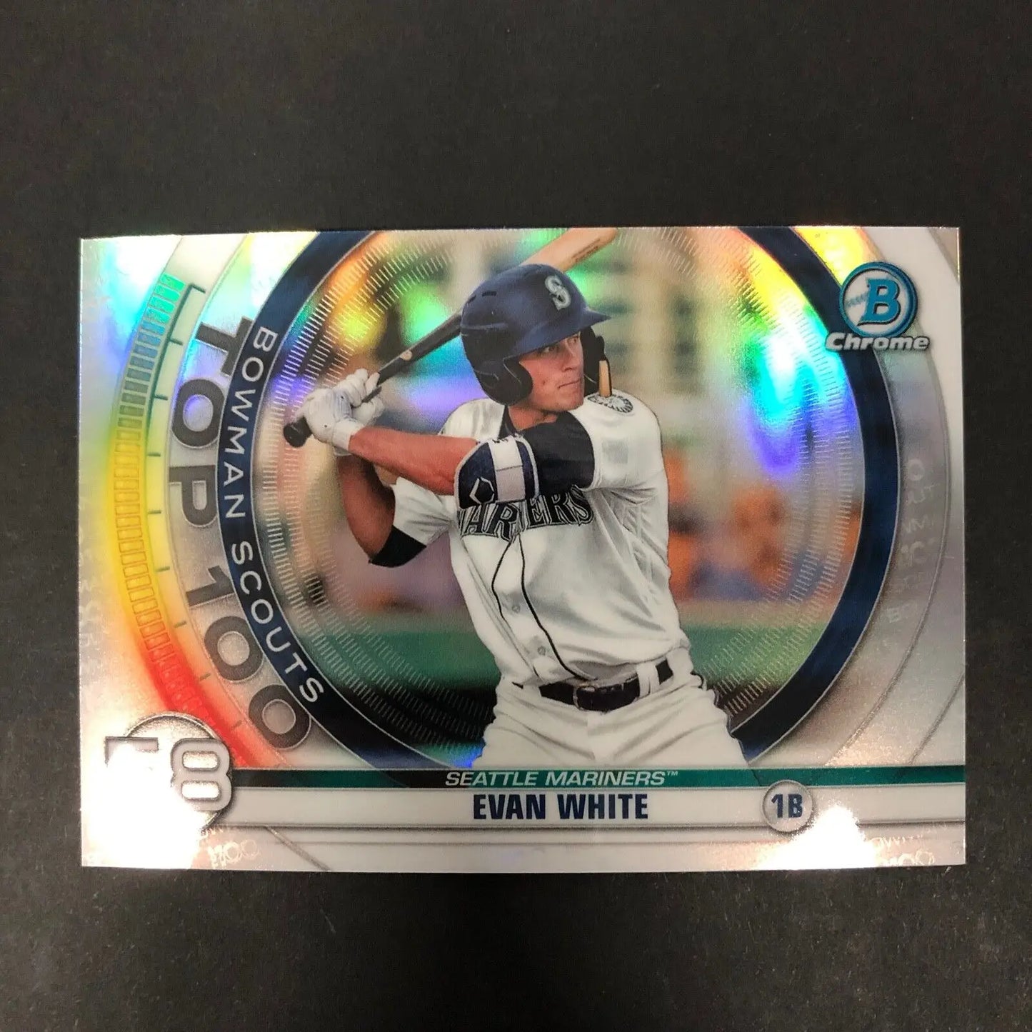 Evan White Bowman Chrome 2020 #BTP-58 Top 100 Insert Seattle Mariners MLB card