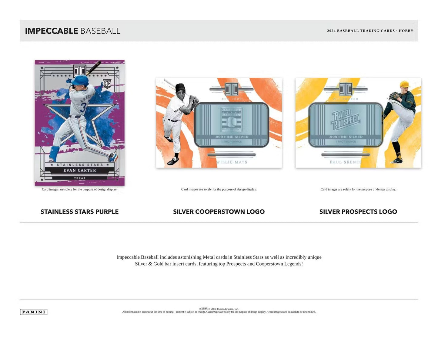 2024 Panini Impeccable Baseball Hobby Box with metallic cards and on-card autographs