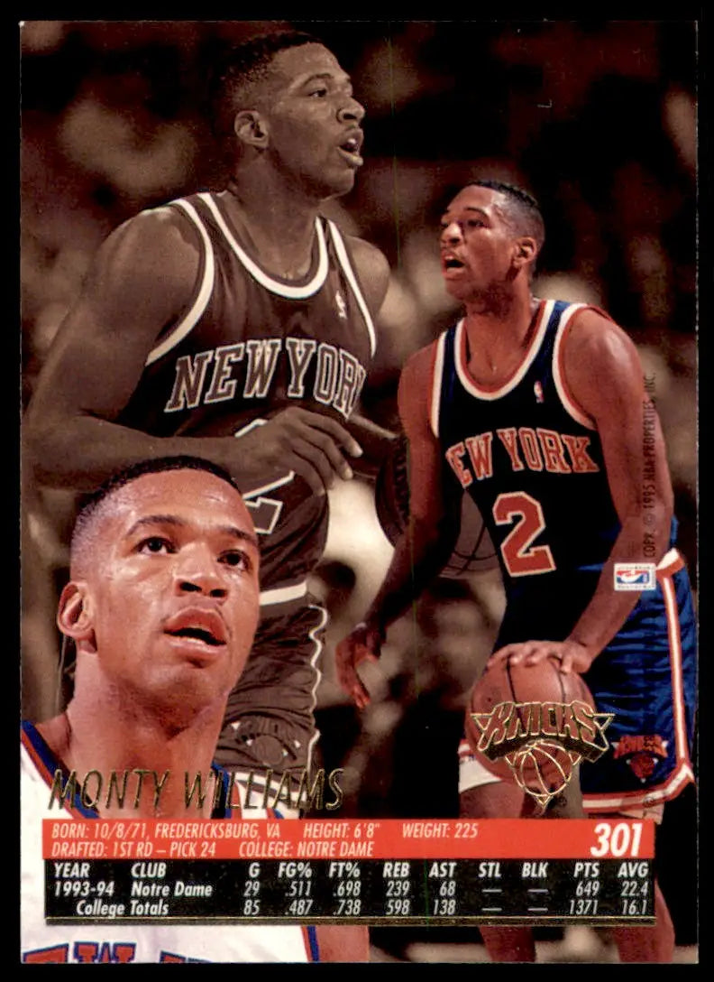 1994-95 Fleer Ultra Monty Williams Rookie New York Knicks #301