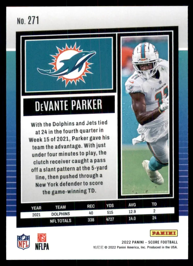 2022 Score DeVante Parker Miami Dolphins #271