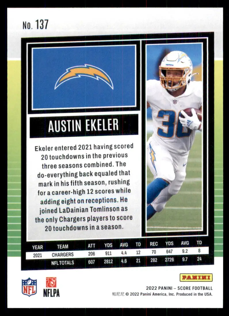 2022 Score Austin Ekeler Los Angeles Chargers #137