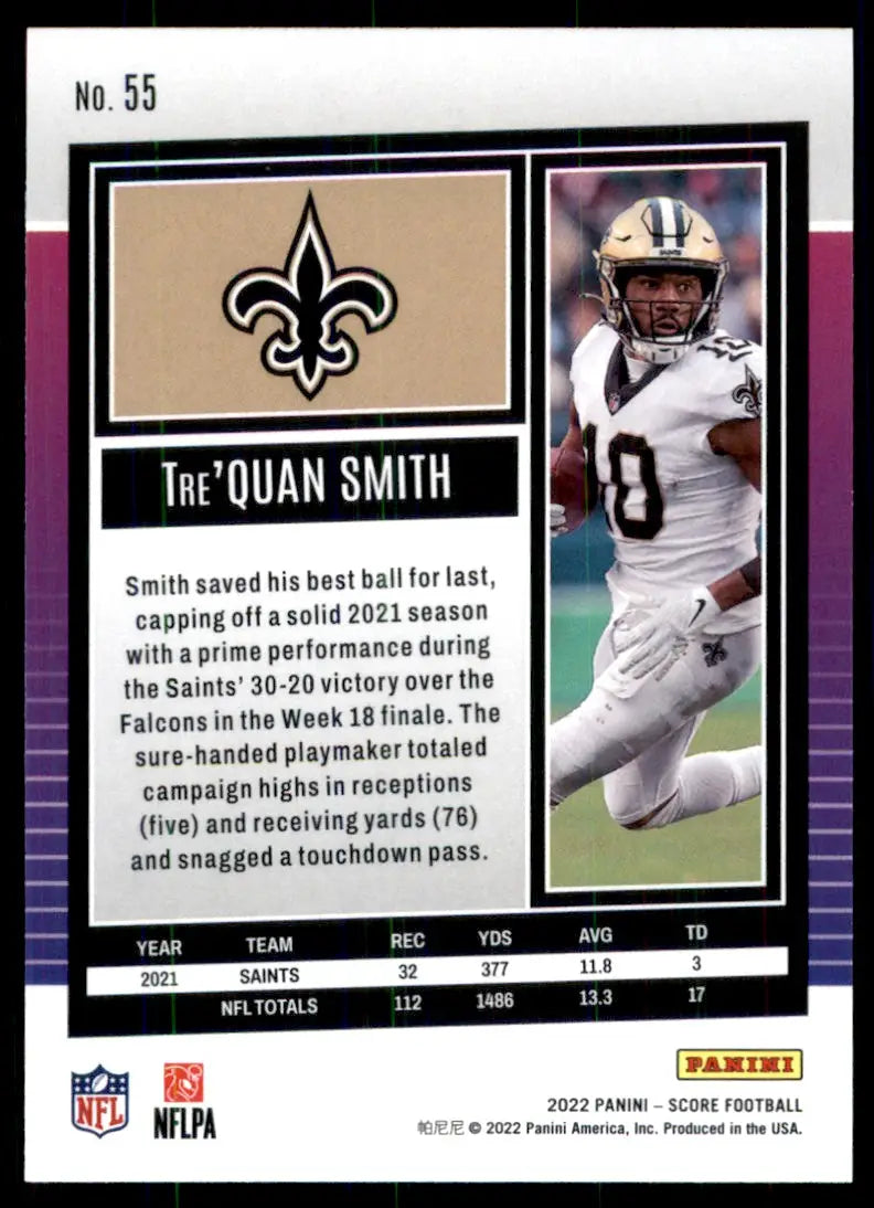 2022 Score Tre’Quan Smith New Orleans Saints #55